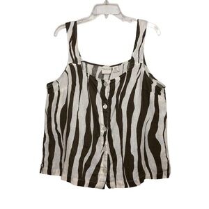 Rachel Zoe Los Angeles New York 💯 % Linen Button Down   Zebra Print XL